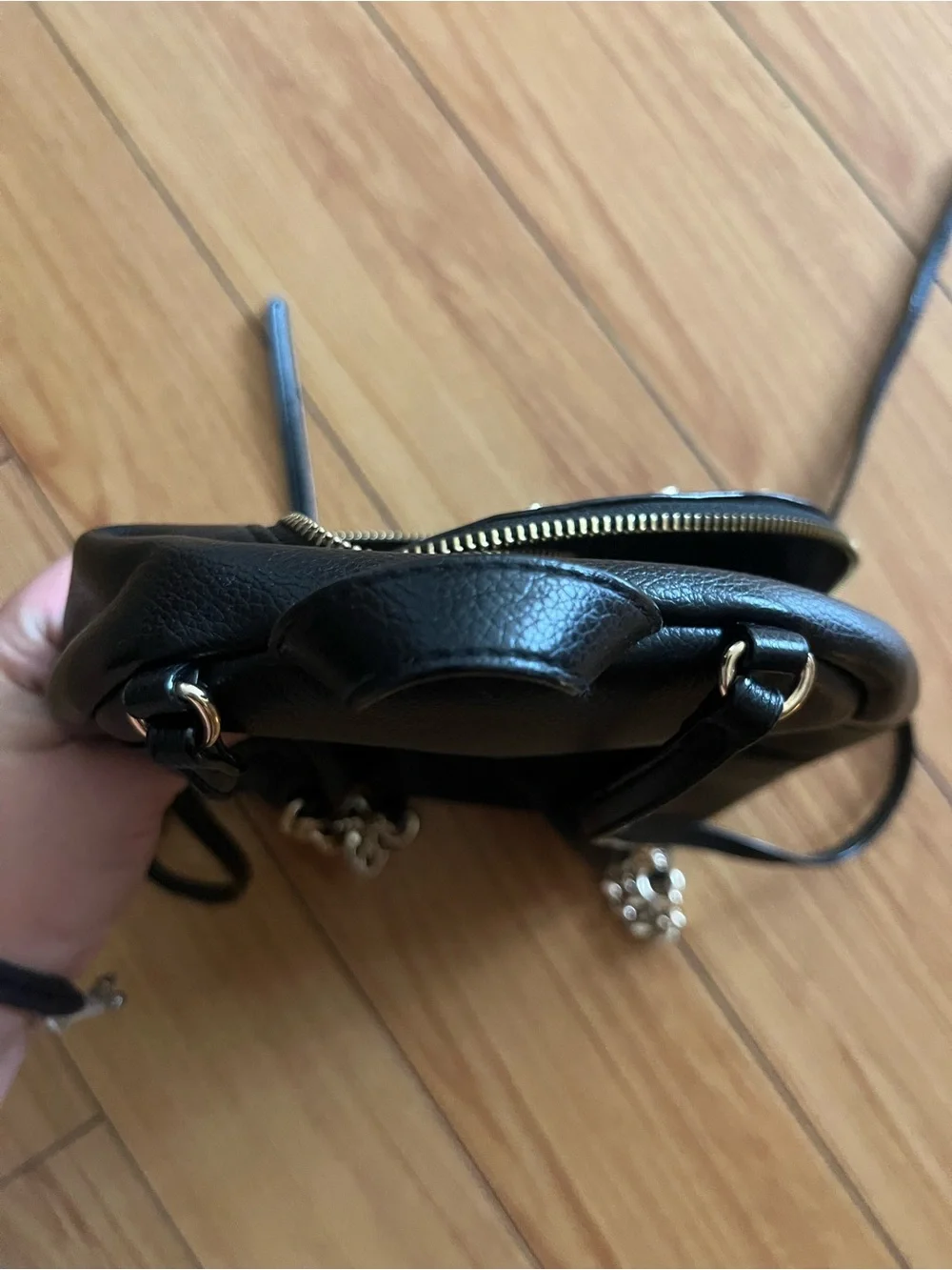 Victoria’s Secret Black Mini Backpack Purse with Gold Chain Detail